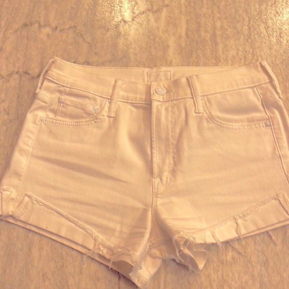 White “Mother” Denim Jean Shorts